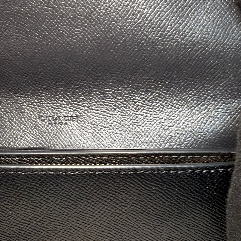 Coach Black Textured Leather Continental Clutch Wallet with Gold Logo - Picture 5 of 12